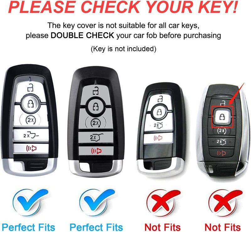 Cacacar for Ford Key Fob Cover with keychain, for Explorer Bronco Escape Edge Expedition Mustang F150 Fusion Ranger Lincoln Premium Soft TPU Full Protection Key Case Remote Key Holder (Size B-Black) - Image 2